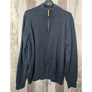 DULUTH TRADING Navy Blue Long Sleeve 1/4 Zip Pullover Sweater Shirt Men's XL